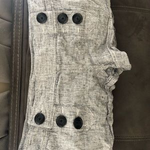 Black and white plaidish shorts. Super comfy!